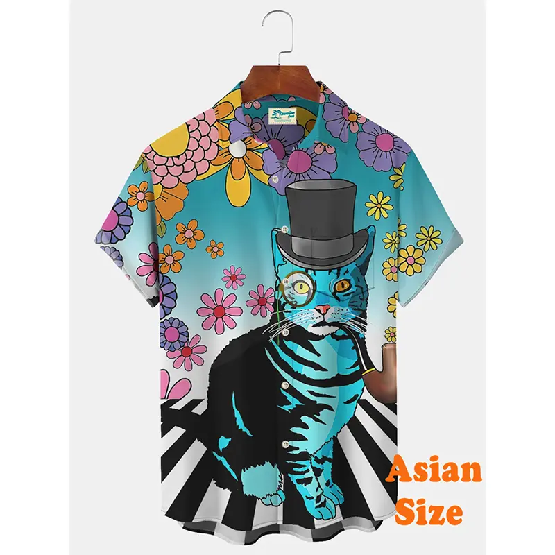 Summer Beach Leisure Animal Funny Shirts For Men 3D Print Fish Flamingo Popular Animal Graphic Short Sleeve Lapel Blouse Summer