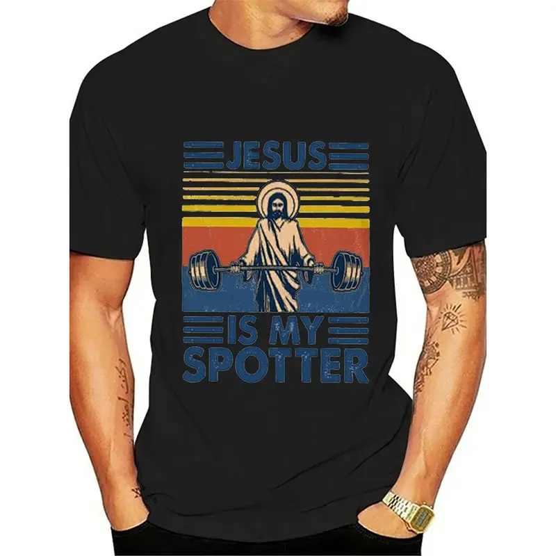 Basketball Funny Jesus T-shirt For Men Prank Personality Streetwear T Shirts Hip Hop Street Outdoor Sports Fashion Men's Tee