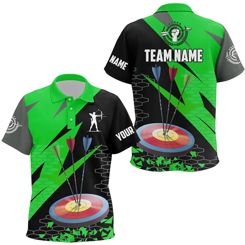 Outdoor Archery Polo Shirts For Men Novel 3D Print Graphic Loose Breathable Lapel Train Archery T-shirt Summer 2025 New Fashion