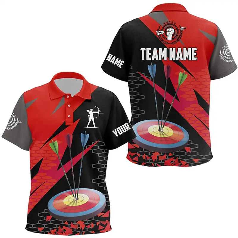 Outdoor Archery Polo Shirts For Men Novel 3D Print Graphic Loose Breathable Lapel Train Archery T-shirt Summer 2025 New Fashion