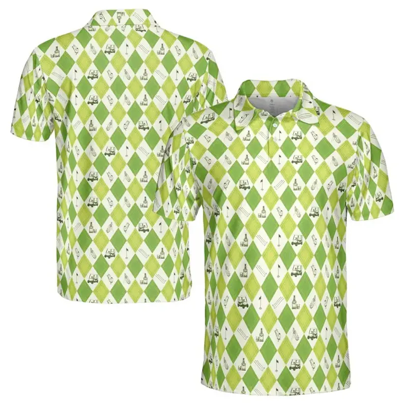 Full Print Flowers Graphic Polo Shirts For Men's Romantic Street Short Sleeve Lapel Button Golf Shirts Summer Popular Flamingo