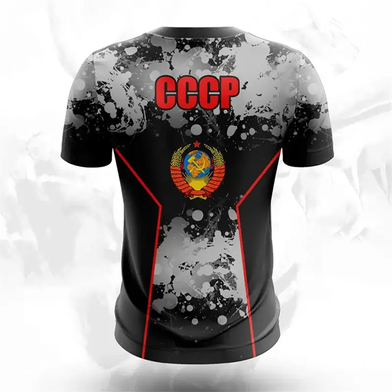 Russian Flag Printed T-shirt Men's Clothes Short Sleeve Round Neck Tees Top 3D Printed Russian Pattern Streetwear Loose T Shirts