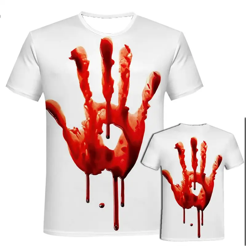 Fashion Hallowmas 3d Printed T-shirt For Men Horror Blood Palm Short Sleeves Tee Shirts Harajuku Streetwear Oversized Tees Top