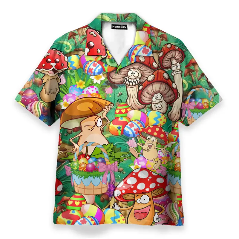 Hippie Logo Theme Summer Shirts Men Women Psychedelic Mushroom Personality Streetwear Button Shirts Hip Hop Fashion Blouse New