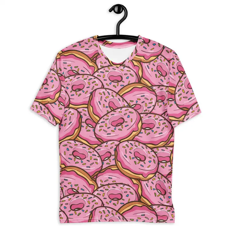 All Over Printed Donuts Pattern T-shirt For Kid Men's Clothing Funny Leisure Short Sleeve Tee Shirt Harajuku Street Food Tee