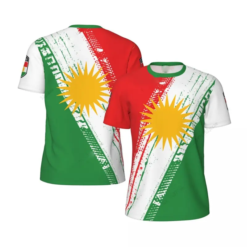 Kurdish Flag Print T-shirt For Men Football Sport Street Casual Short Sleeve O-neck T Shirts Run Summer Fashion Kurds Tee Top