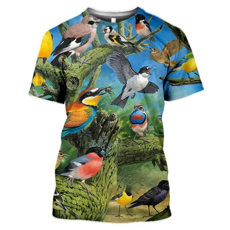 Colorful Animal Parrot T-shirt Men's Clothing Round Neck T Shirts 3D Printed Funny Birds Hip Hop Harajuku Popular Printed Tops