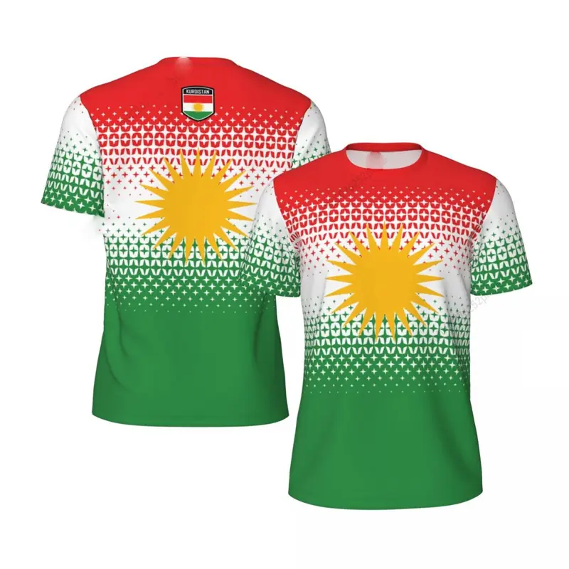 Kurdish Flag Print T-shirt For Men Football Sport Street Casual Short Sleeve O-neck T Shirts Run Summer Fashion Kurds Tee Top