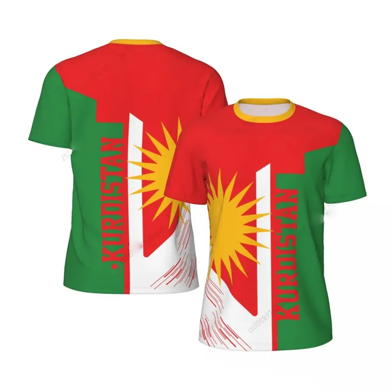 Kurdish Flag Print T-shirt For Men Football Sport Street Casual Short Sleeve O-neck T Shirts Run Summer Fashion Kurds Tee Top