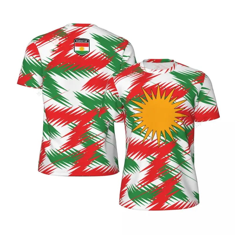 Kurdish Flag Print T-shirt For Men Football Sport Street Casual Short Sleeve O-neck T Shirts Run Summer Fashion Kurds Tee Top