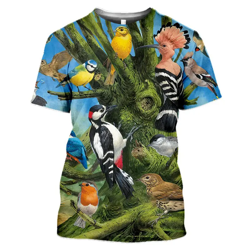 Colorful Animal Parrot T-shirt Men's Clothing Round Neck T Shirts 3D Printed Funny Birds Hip Hop Harajuku Popular Printed Tops