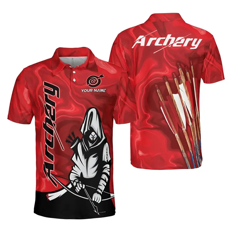 Fashion Archery Custom Polo Shirt For Men Personality 3D Print Street Funny Tee Top Summer Trend Sport Casual Men's Archery Polo