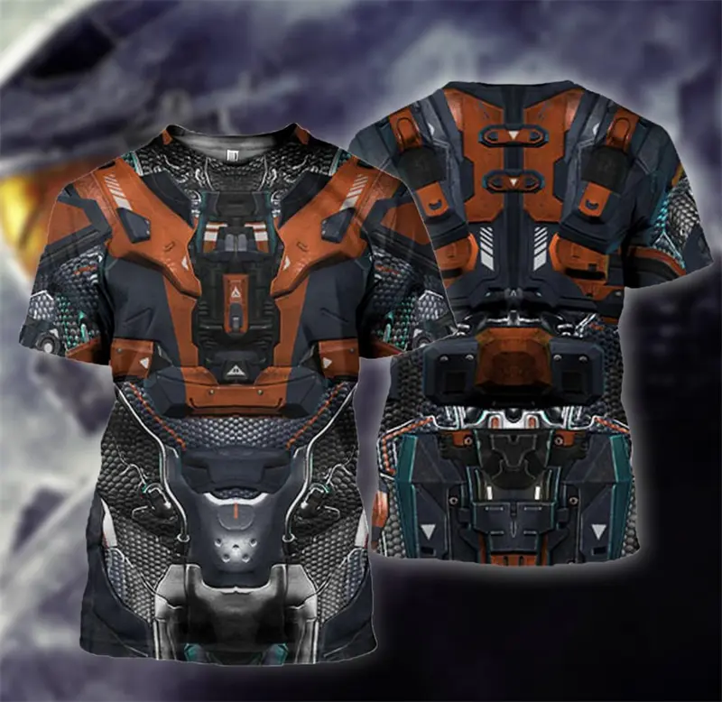 Knight Armor Cosplay T-shirt Men's Clothing 3D Print Casual Fashion O-neck Short Sleeve T Shirts Streetwear samurai armor Tees