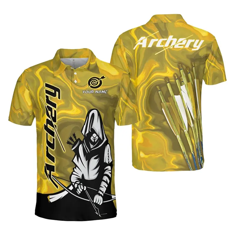 Fashion Archery Custom Polo Shirt For Men Personality 3D Print Street Funny Tee Top Summer Trend Sport Casual Men's Archery Polo