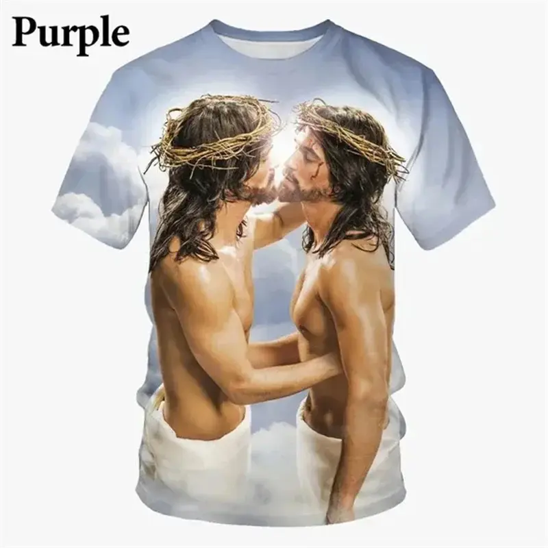 Jesus Funny Prank T-shirt For Men's Clothing Personality Trend Oversized Ugshirts Hip Hop Street Fashion Kids Tee Top 2025 New
