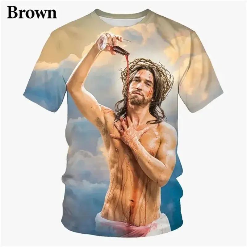 Jesus Funny Prank T-shirt For Men's Clothing Personality Trend Oversized Ugshirts Hip Hop Street Fashion Kids Tee Top 2025 New