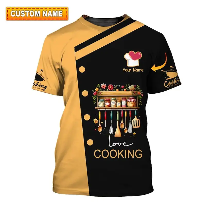 Funny Chef Workwear Men T-shirt New Design 3D Print Graphic Fake Laple Graphic T Shirts 3D Print Personality Custom Name Tees