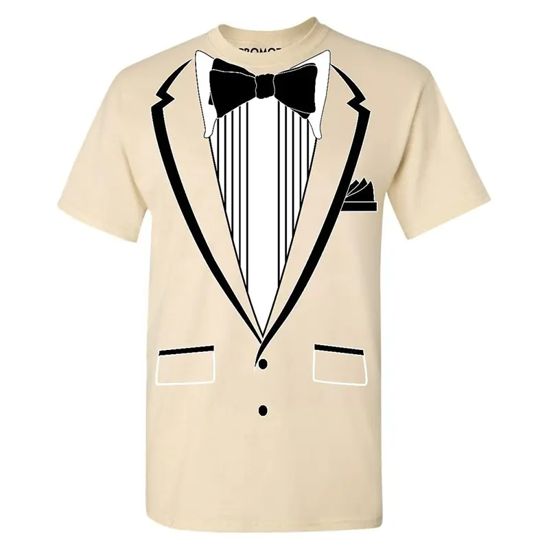 Tailcoat Printing T Shirt Men Street Funny Cosplay Short Sleeve T Shirts Fake Tie Captain Clothes Fashion Trend Plus Size Top