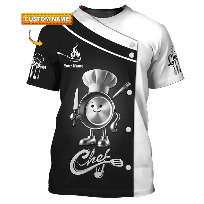 Funny Chef Workwear Men T-shirt New Design 3D Print Graphic Fake Laple Graphic T Shirts 3D Print Personality Custom Name Tees