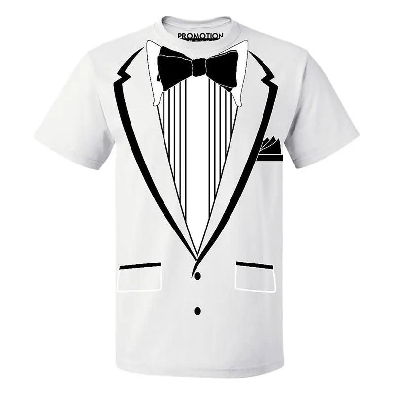 Tailcoat Printing T Shirt Men Street Funny Cosplay Short Sleeve T Shirts Fake Tie Captain Clothes Fashion Trend Plus Size Top