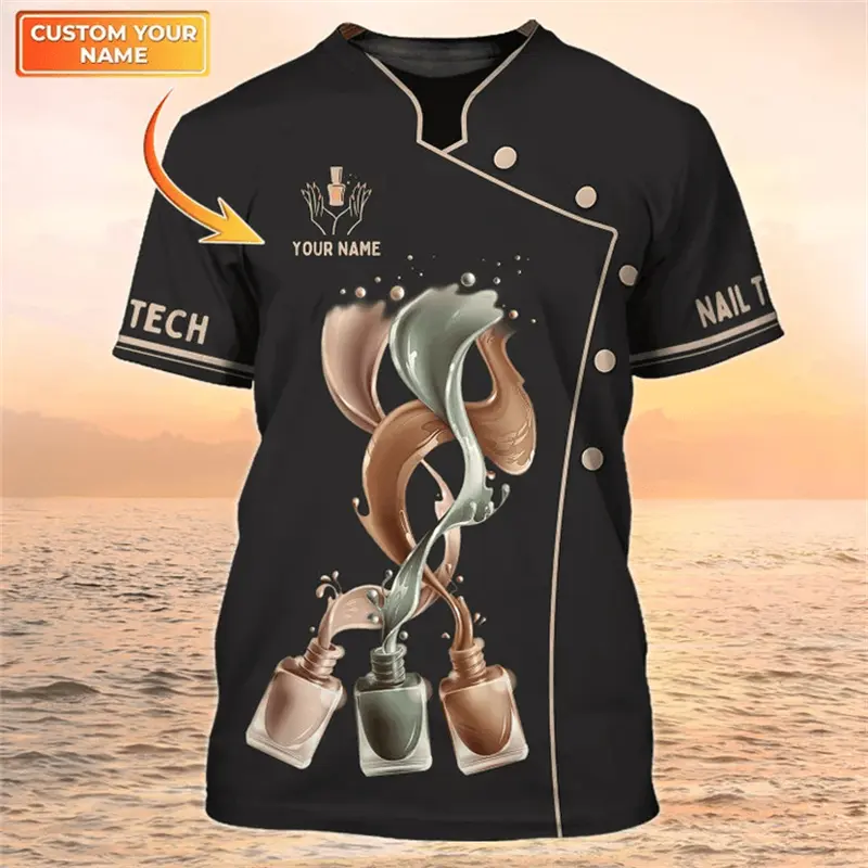 Fashion Manicurist Funny Work T-shirt For Women O-neck Short Sleeve Print T Shirt Custom Name Personality Trend Gift Female Tee