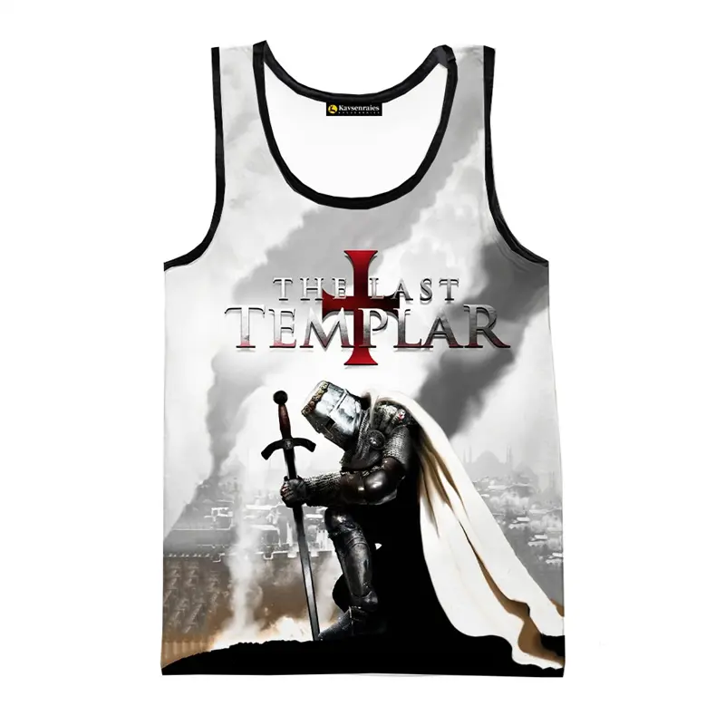 Knights Templar Graphic Tank Top Men's Summer Personality Streetwear 3D Print Vest Loose Breathable Harajuku Sport Casual Tees