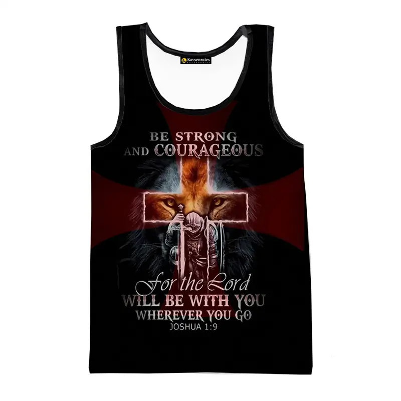 Knights Templar Graphic Tank Top Men's Summer Personality Streetwear 3D Print Vest Loose Breathable Harajuku Sport Casual Tees