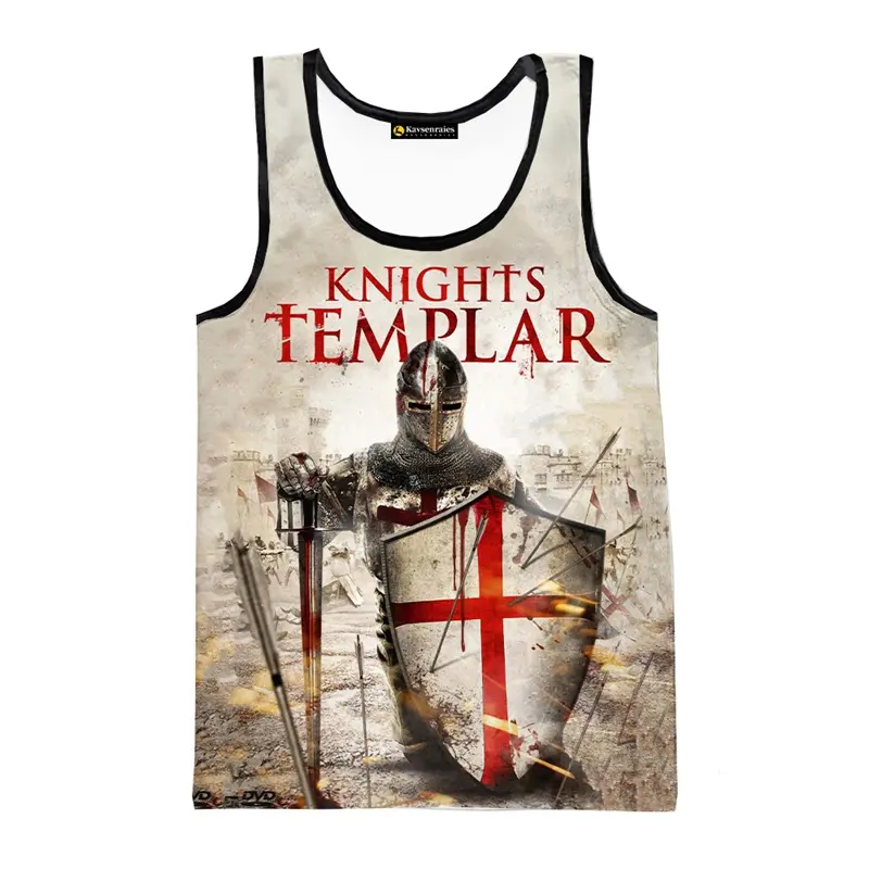 Knights Templar Graphic Tank Top Men's Summer Personality Streetwear 3D Print Vest Loose Breathable Harajuku Sport Casual Tees