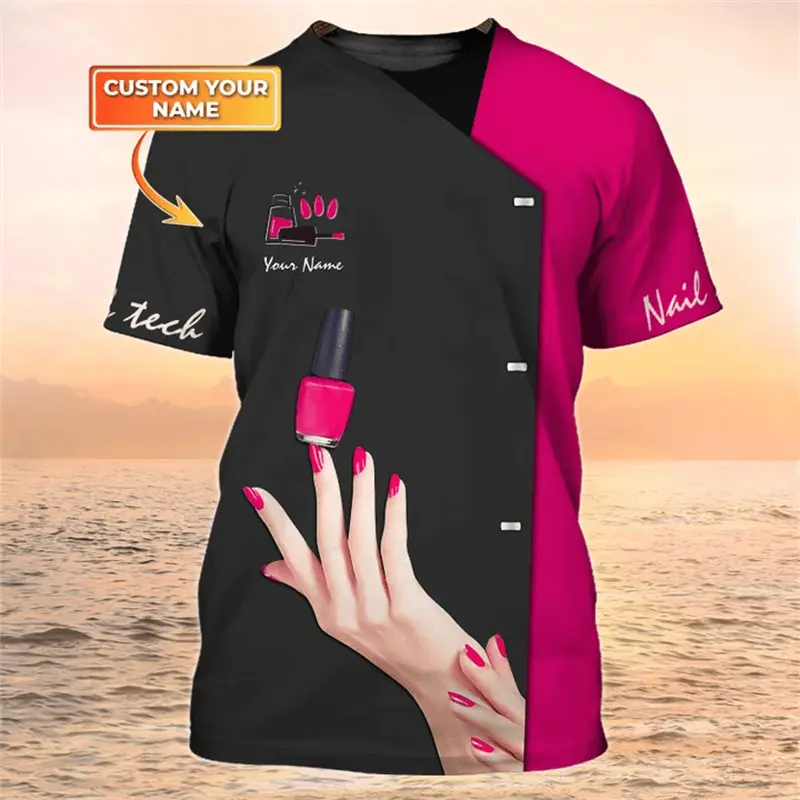 Fashion Manicurist Funny Work T-shirt For Women O-neck Short Sleeve Print T Shirt Custom Name Personality Trend Gift Female Tee