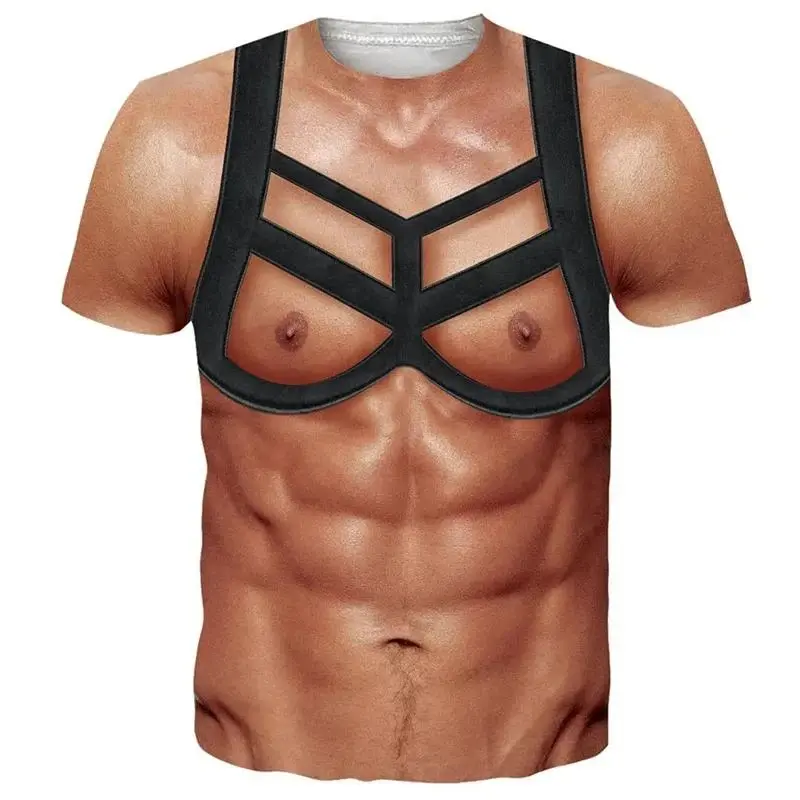 Strong 3D Printed Muscle Design T-shirt Men And Women Clothes Funny Ugshirts Summer O-neck Short Sleeve Leisure Comfortable Top
