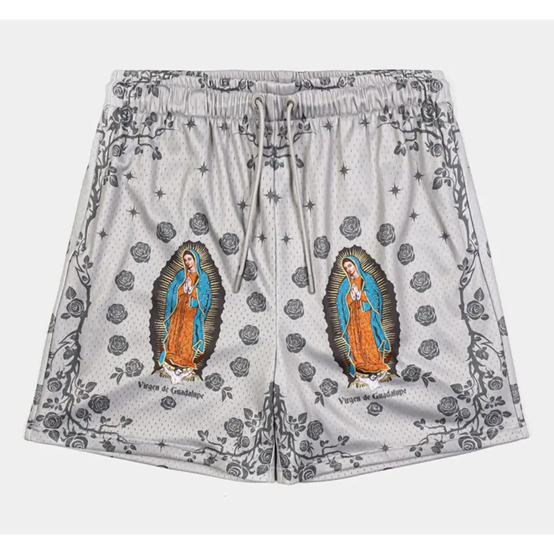 Our Lady Of Guadalupe Pattern Print Beach Shorts Men Women Summer Street Casual Breathable Rose Design Flowers Board Short New