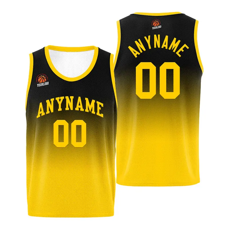 Black Yellow Gradient 3D Print Basketball Vest For Men Personality Customized Name Number Sleeveless T-shirt Casual O-neck