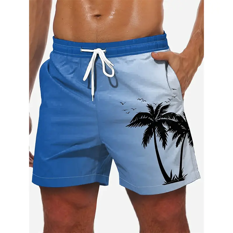 Gradient Palm Tree Print Design Men Board Shorts Colorful Pattern Tropical Plants Style Leisure Summer Beach Shorts Oversized