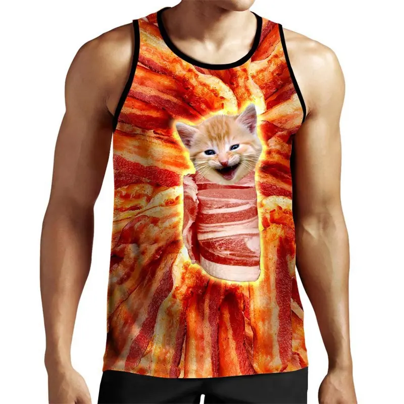 Fantasy Cat Funny Vest Men Clothes Cool Hip Hop Harajuku Street Sleeveless Shirt 2025 Summer Daily Casual Sport Man Tank Top y2k