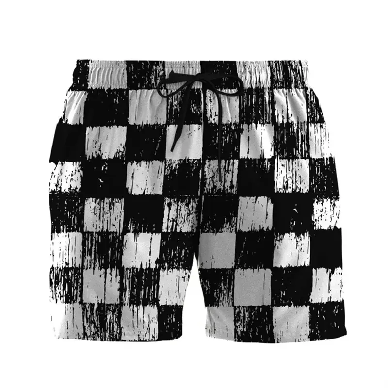 Game Funny Beach Short For Men Plaid Stripe Drawstring Hip Hop Street Board Shorts Children Gift Fashion Vintage Skull Short