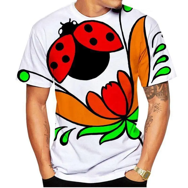 Cartoon Ladybug Funny Men T-shirt Children Casual Cute Round Neck T-shirts Full Print Insect Graphic 2025 Summer Fashion Man Tee