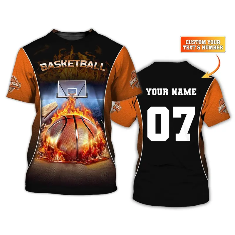 Basketball Sports Lover Custom T-shirt For Men's Clothing Daily Fashion Leisure Crewneck T Shirt Street Harajuku Trend Tee Top
