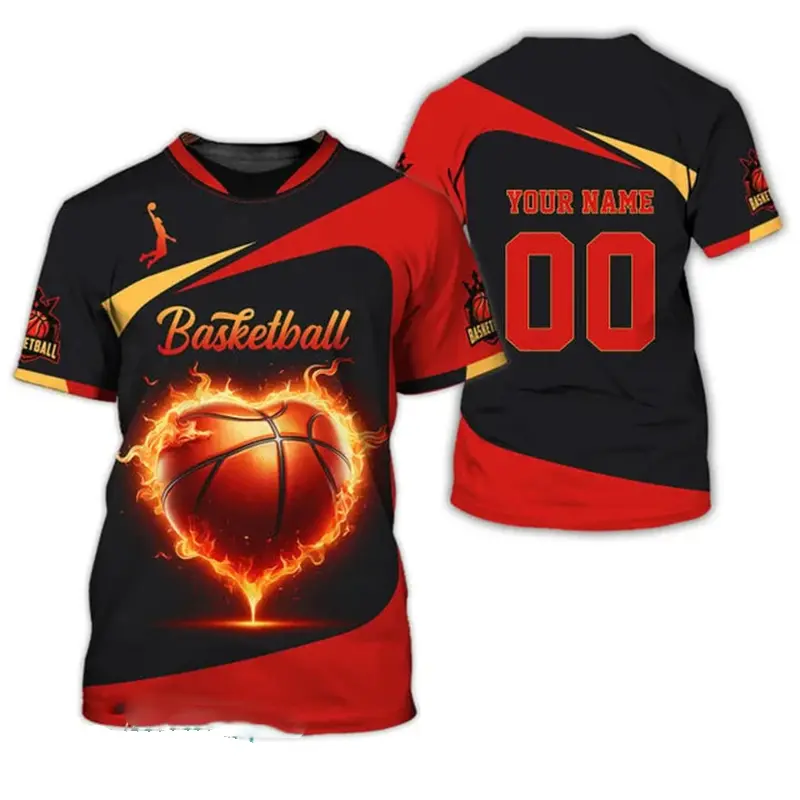 Basketball Sports Lover Custom T-shirt For Men's Clothing Daily Fashion Leisure Crewneck T Shirt Street Harajuku Trend Tee Top