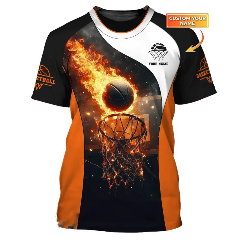 Basketball Sports Lover Custom T-shirt For Men's Clothing Daily Fashion Leisure Crewneck T Shirt Street Harajuku Trend Tee Top