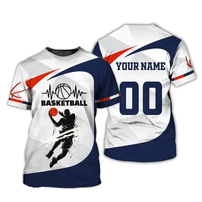 Basketball Sports Lover Custom T-shirt For Men's Clothing Daily Fashion Leisure Crewneck T Shirt Street Harajuku Trend Tee Top