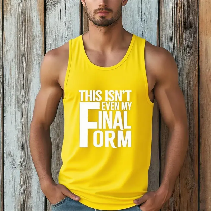 Summer Gym Fitness Breathable Vest For Men Funny Letter 3D Print Graphic Basketball Sleeveless Shirt Quick Dry Run Football Tee