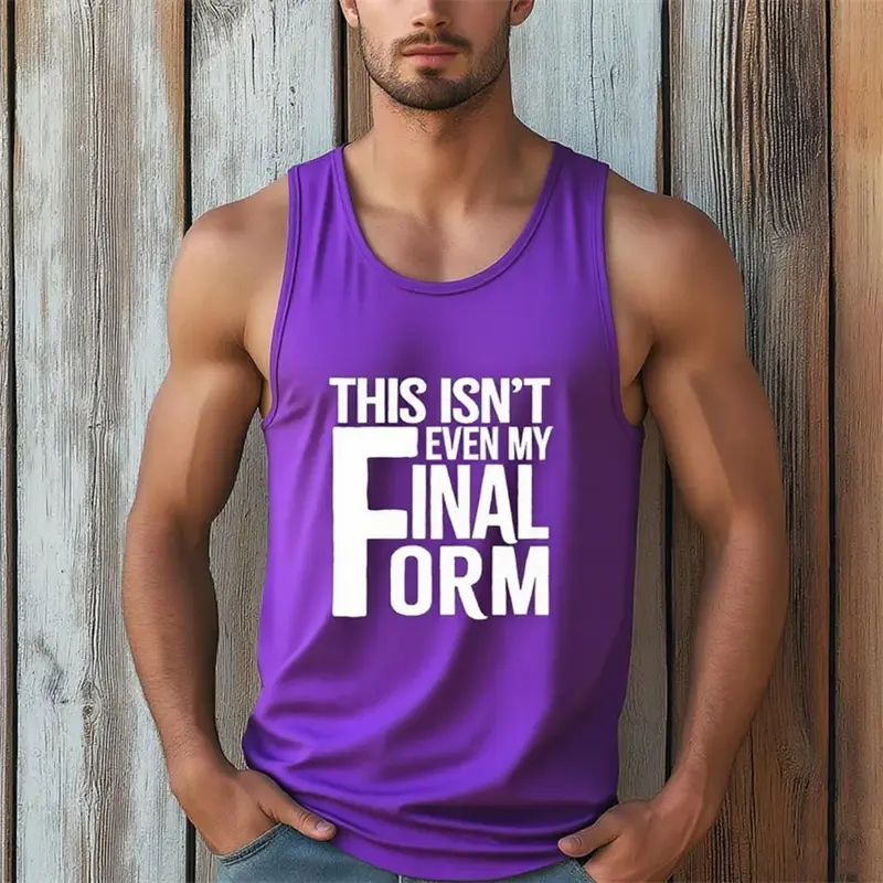 Summer Gym Fitness Breathable Vest For Men Funny Letter 3D Print Graphic Basketball Sleeveless Shirt Quick Dry Run Football Tee