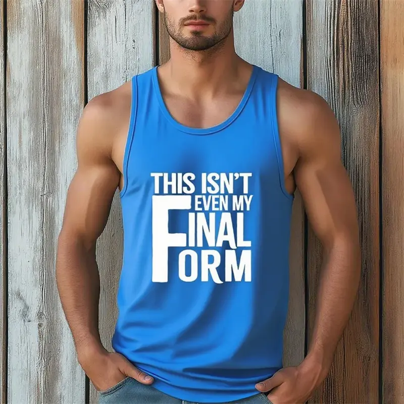Summer Gym Fitness Breathable Vest For Men Funny Letter 3D Print Graphic Basketball Sleeveless Shirt Quick Dry Run Football Tee