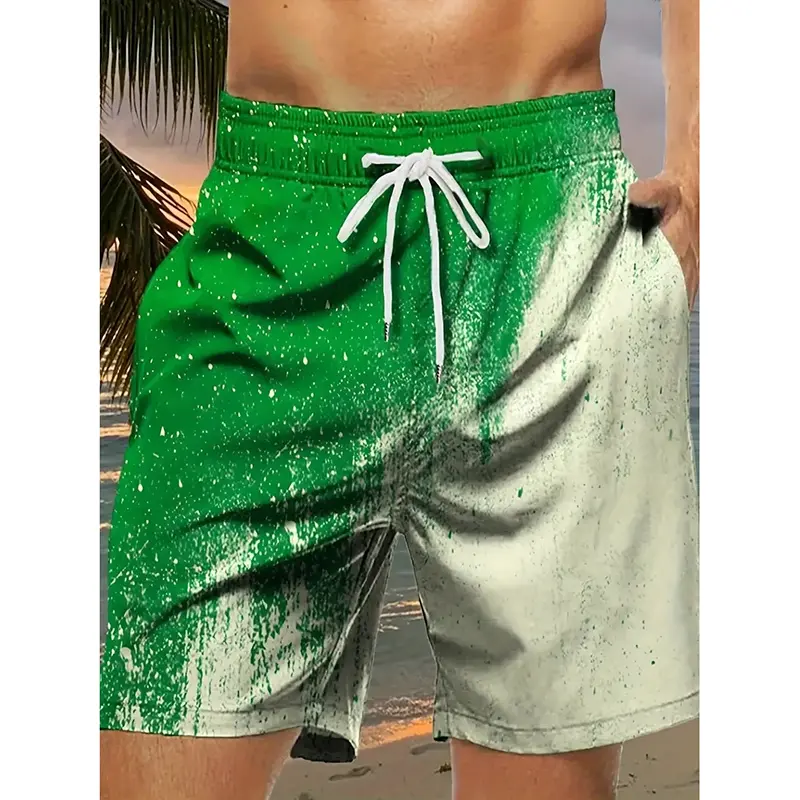Gradient Painting Palette Print Beach Short For Men Surf Sport Outdoor Leisure Quick Dry Swim Trunks Vacation Leisure Art Style