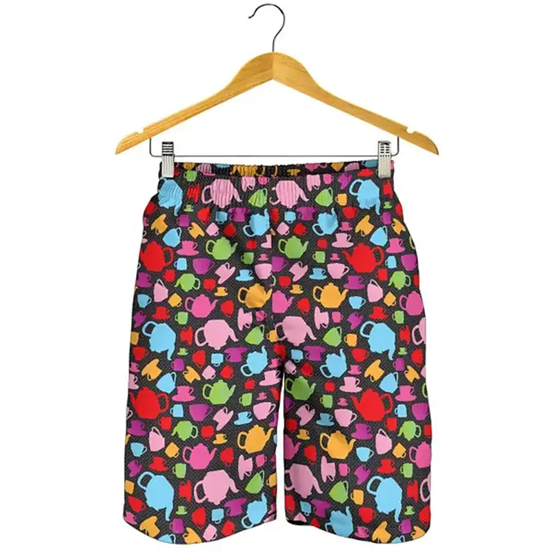 Funny Full Print Hawaii Shorts Men Colorful Glasses Pattern Casual Daily Drawstring Board Short 2025 Summer Trend New Trunk