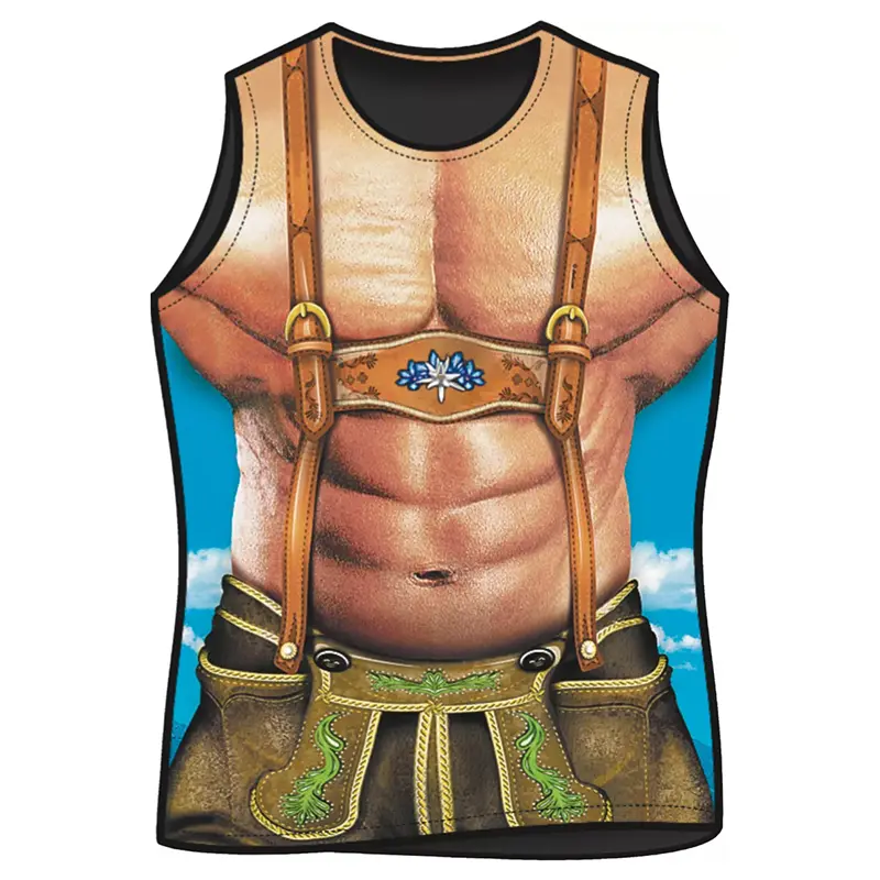Sexy Body Funny Print Vest Men Clothes Fake Muscle Graphic Humour Sleeveless Shirts Summer Role Playing Harajuku Trend Tank Top
