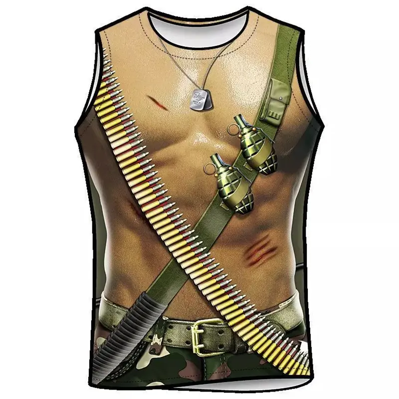 Sexy Body Funny Print Vest Men Clothes Fake Muscle Graphic Humour Sleeveless Shirts Summer Role Playing Harajuku Trend Tank Top