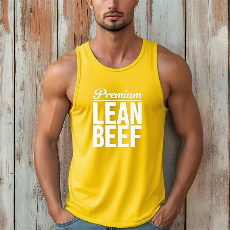 Funny Fitness Text Men's Tank Top Run Basketball Sport Breathable Gym Sleeveless T-shirt Summer Casual Muscle Man Novel Vest