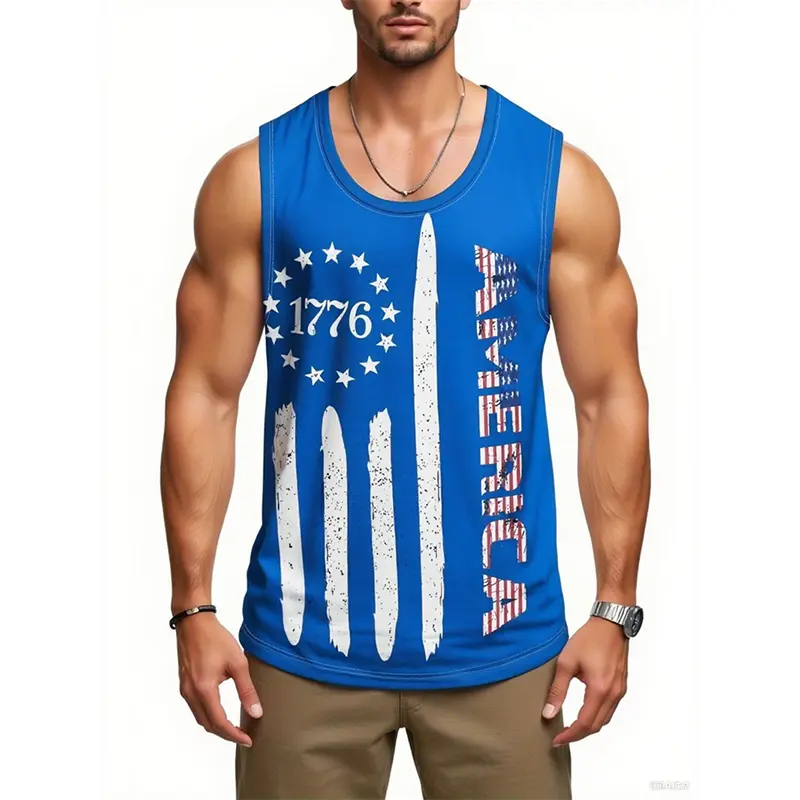 Independence Day Fashion Tank Top Unisex 3D Print American Flag Graphic Streetwear Sleeveless T-shirt Summer Sport Gym Vest