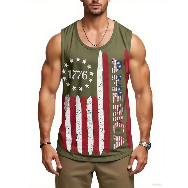 Independence Day Fashion Tank Top Unisex 3D Print American Flag Graphic Streetwear Sleeveless T-shirt Summer Sport Gym Vest